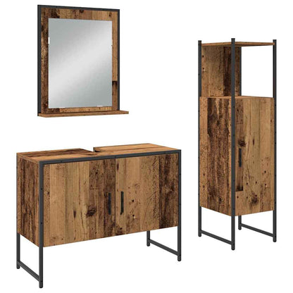 vidaXL Ensemble de meubles de salle de bain avec étagère avec porte 3 pcs Marron Bois d'ingénierie