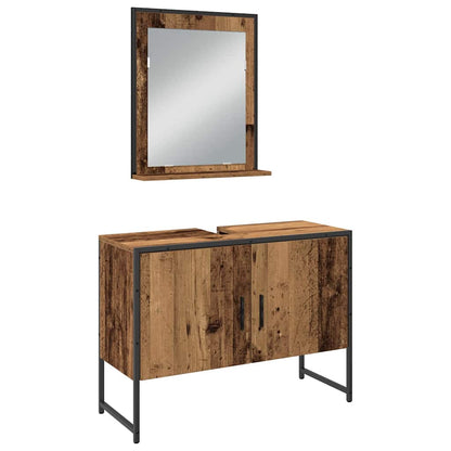 vidaXL Ensemble de meubles de salle de bain avec étagère avec porte 3 pcs Marron Bois d'ingénierie