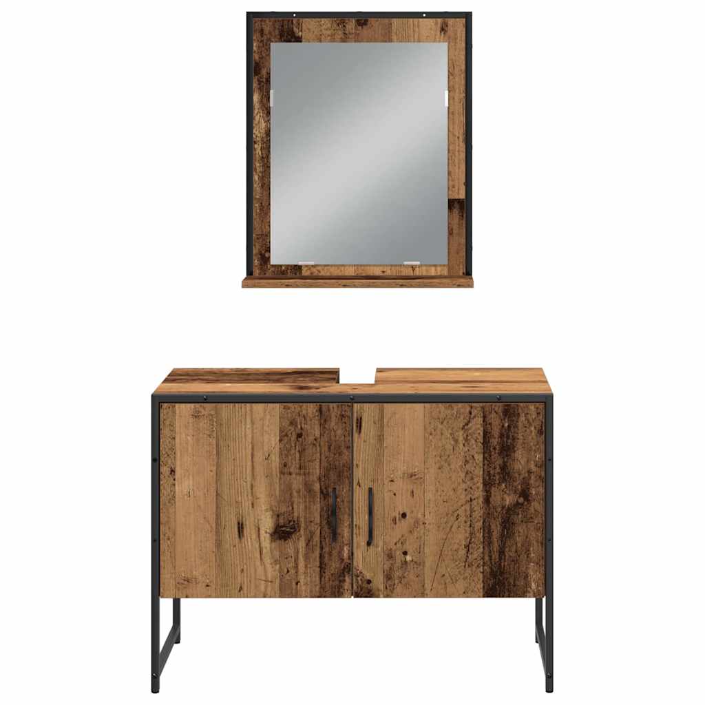 vidaXL Ensemble de meubles de salle de bain avec étagère avec porte 3 pcs Marron Bois d'ingénierie