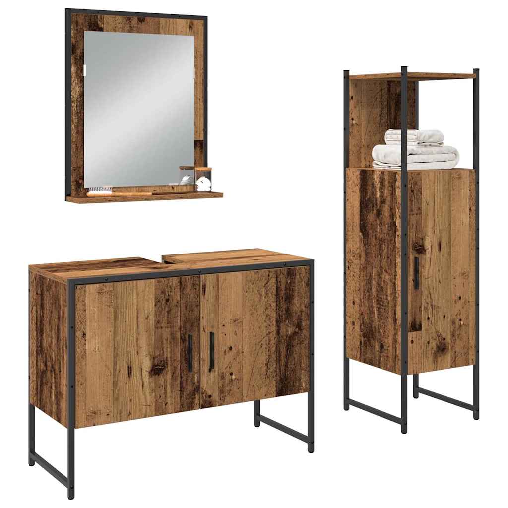 vidaXL Ensemble de meubles de salle de bain avec étagère avec porte 3 pcs Marron Bois d'ingénierie