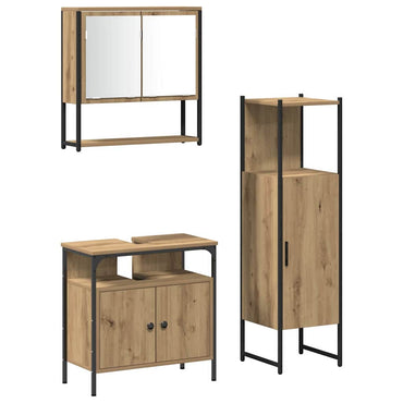 vidaXL Ensemble de meubles de salle de bain avec étagère avec porte 3 pcs Marron Bois d'ingénierie