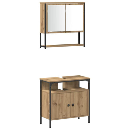 vidaXL Ensemble de meubles de salle de bain avec étagère avec porte 3 pcs Marron Bois d'ingénierie