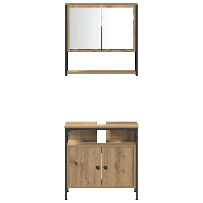 vidaXL Ensemble de meubles de salle de bain avec étagère avec porte 3 pcs Marron Bois d'ingénierie
