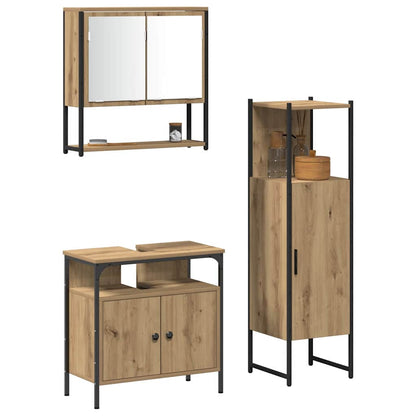 vidaXL Ensemble de meubles de salle de bain avec étagère avec porte 3 pcs Marron Bois d'ingénierie