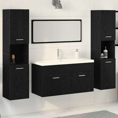 vidaXL Ensemble de meubles de salle de bain 4 pcs Noir aspect chêne Aggloméré