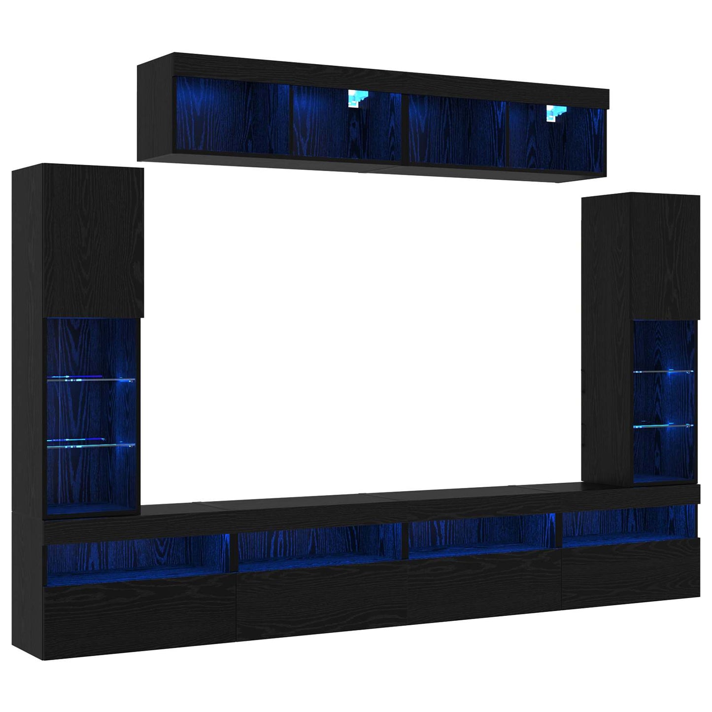 vidaXL TV-Schrankset 6 pcs Schwarz Eichen-Optik Holzwerkstoff
