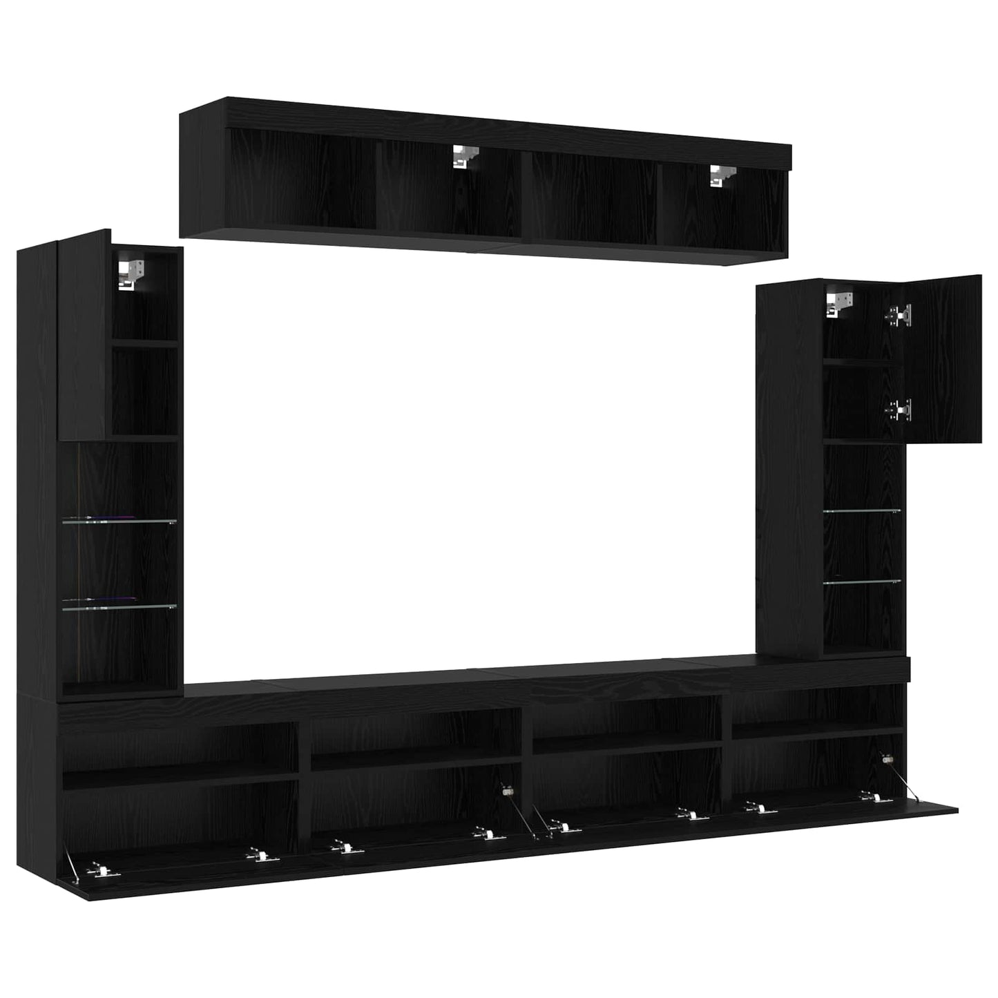 vidaXL TV-Schrankset 6 pcs Schwarz Eichen-Optik Holzwerkstoff
