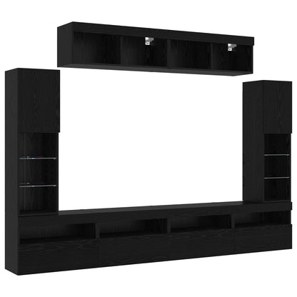 vidaXL TV-Schrankset 6 pcs Schwarz Eichen-Optik Holzwerkstoff