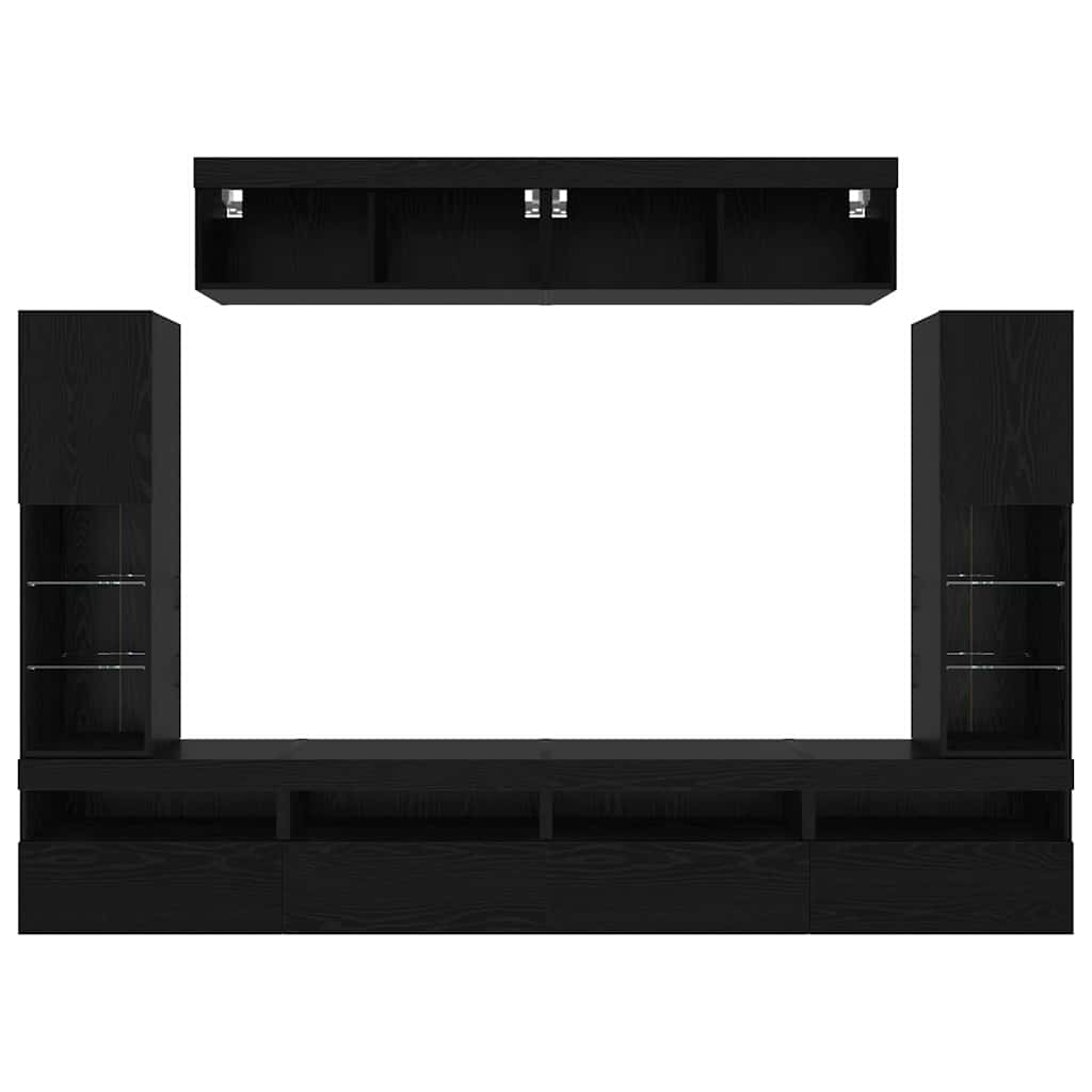 vidaXL TV-Schrankset 6 pcs Schwarz Eichen-Optik Holzwerkstoff