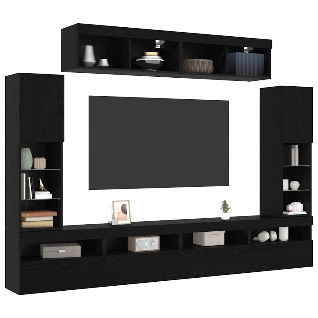 vidaXL TV-Schrankset 6 pcs Schwarz Eichen-Optik Holzwerkstoff