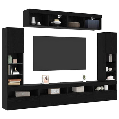 vidaXL TV-Schrankset 6 pcs Schwarz Eichen-Optik Holzwerkstoff