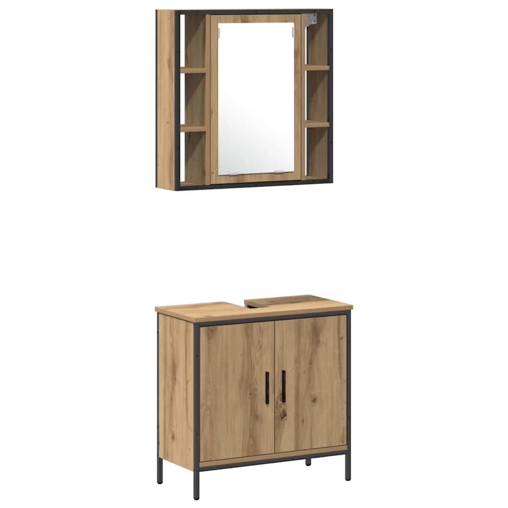 vidaXL Badezimmer Waschbeckenmöbel mit Regal 3 pcs Braun Holzwerkstoff