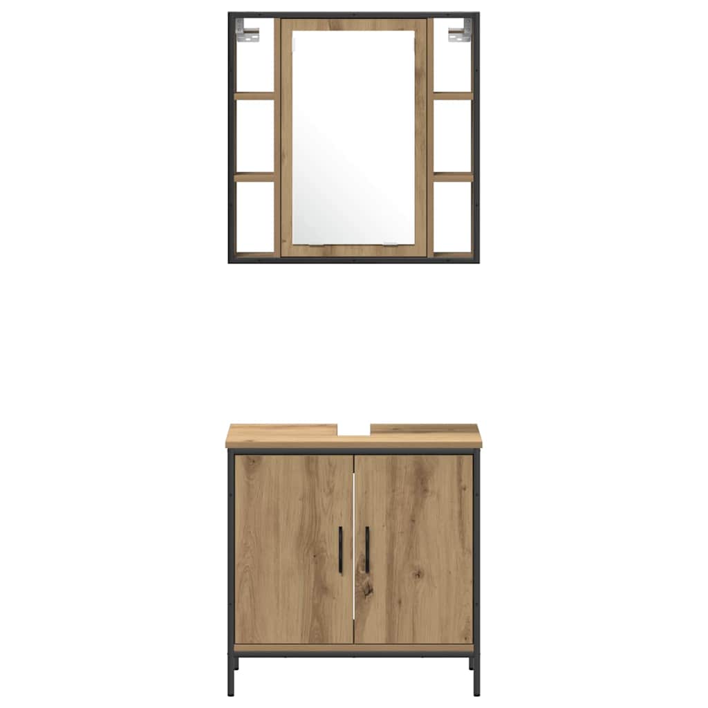 vidaXL Badezimmer Waschbeckenmöbel mit Regal 3 pcs Braun Holzwerkstoff