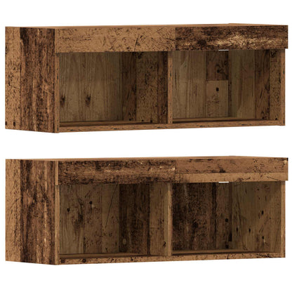 vidaXL TV-Schränk mit LED-Lichtleisten 4 pcs Altholz Holzwerkstoff