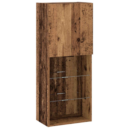 vidaXL TV-Schränk mit LED-Lichtleisten 4 pcs Altholz Holzwerkstoff
