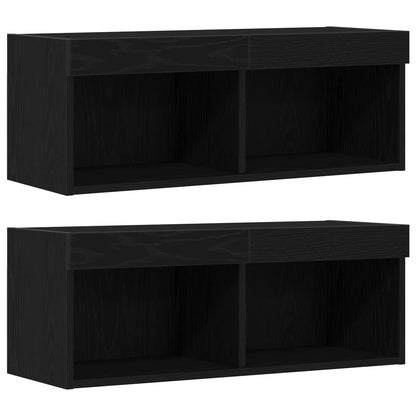 vidaXL TV-Schränk 4 pcs Schwarz Eichen-Optik Holzwerkstoff