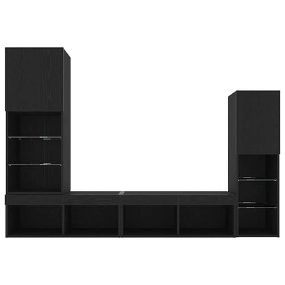 vidaXL TV-Schränk 4 pcs Schwarz Eichen-Optik Holzwerkstoff