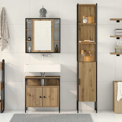 vidaXL Badezimmermöbel-Set mit Regal 3 pcs Artisan-Eiche Holzwerkstoff