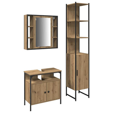 vidaXL Badezimmermöbel-Set mit Regal 3 pcs Artisan-Eiche Holzwerkstoff