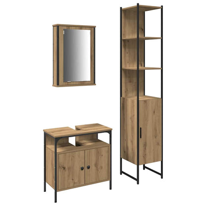 vidaXL Badezimmermöbel-Set mit Regal 3 pcs Artisan-Eiche Holzwerkstoff