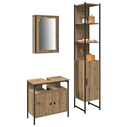 vidaXL Badezimmermöbel-Set mit Regal 3 pcs Artisan-Eiche Holzwerkstoff