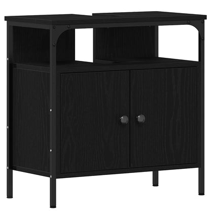 vidaXL Badezimmermöbel-Set 3 pcs Schwarz Eichen-Optik Holzwerkstoff