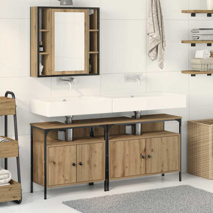 vidaXL Badezimmer Waschbeckenmöbel mit Regal 3 pcs Braun Holzwerkstoff