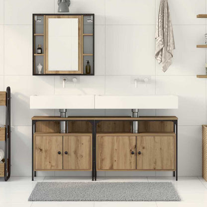 vidaXL Badezimmer Waschbeckenmöbel mit Regal 3 pcs Braun Holzwerkstoff