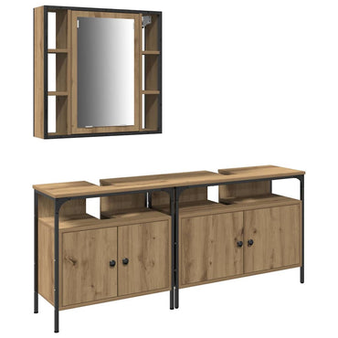 vidaXL Badezimmer Waschbeckenmöbel mit Regal 3 pcs Braun Holzwerkstoff