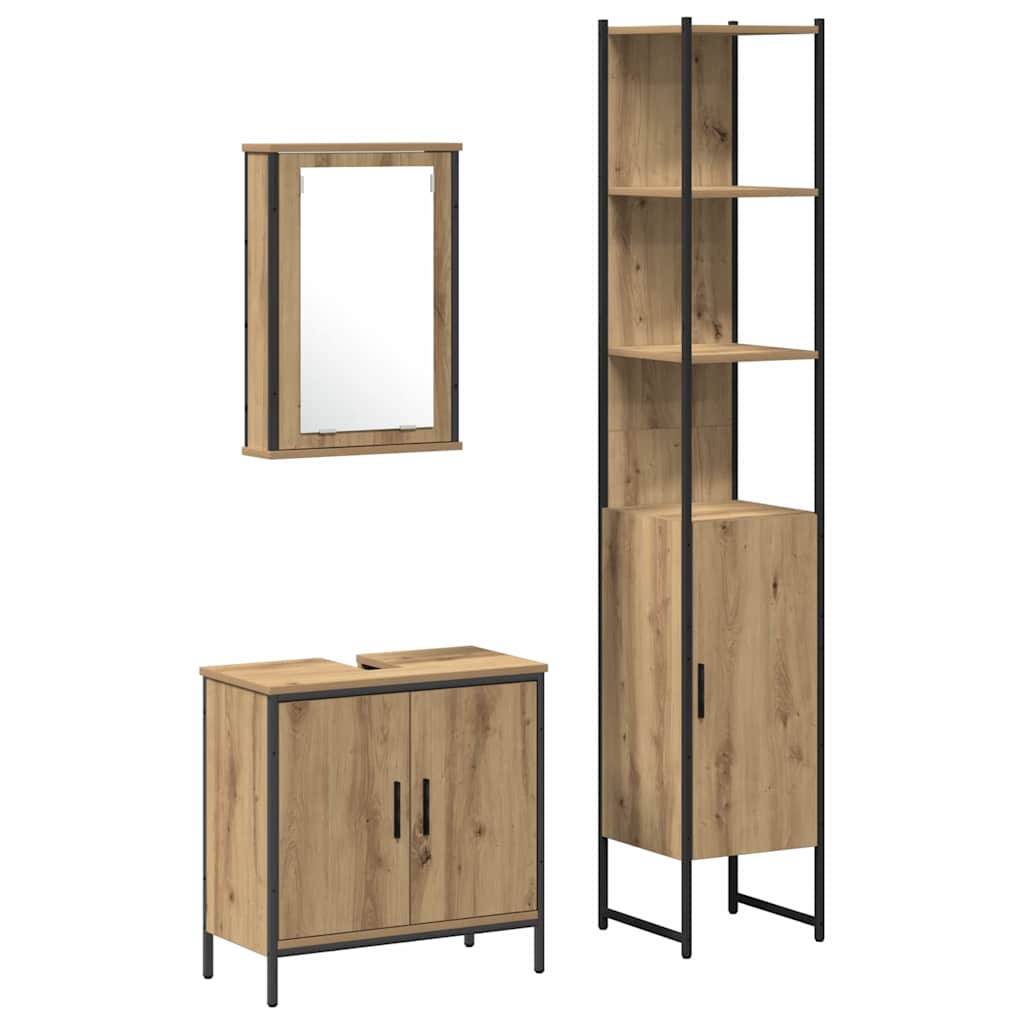 Badezimmermöbel Set mit Regal mit Tür 3 pcs Braun Holzwerkstoff
