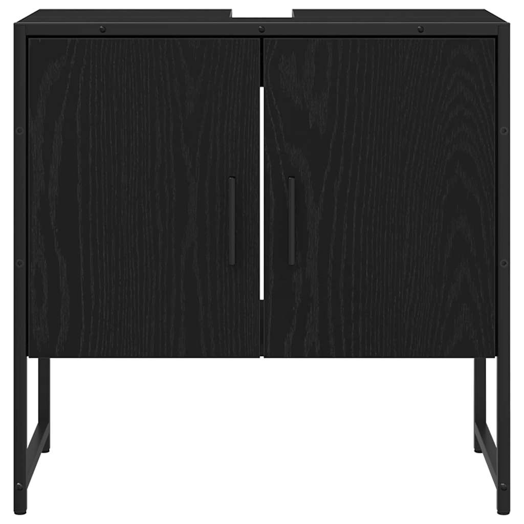 vidaXL Badezimmermöbel-Set mit Regal 4 pcs Schwarz Holzwerkstoff