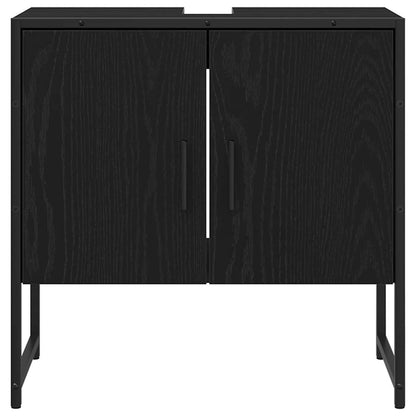 vidaXL Badezimmermöbel-Set mit Regal 4 pcs Schwarz Holzwerkstoff