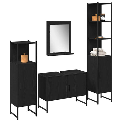vidaXL Badezimmermöbel-Set mit Regal 4 pcs Schwarz Holzwerkstoff