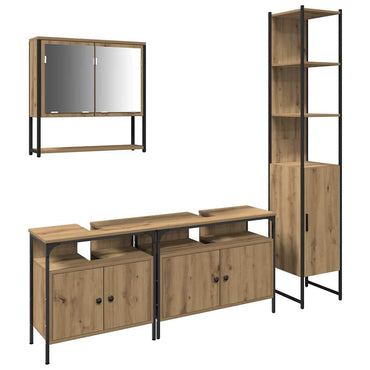 vidaXL Badezimmermöbel Set mit Regal 4 pcs Artisan-Eiche Holzwerkstoff
