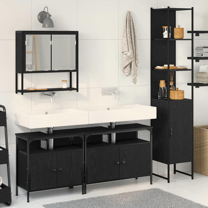 vidaXL Badezimmermöbel Set 4 pcs Schwarz Eichen-Optik Holzwerkstoff