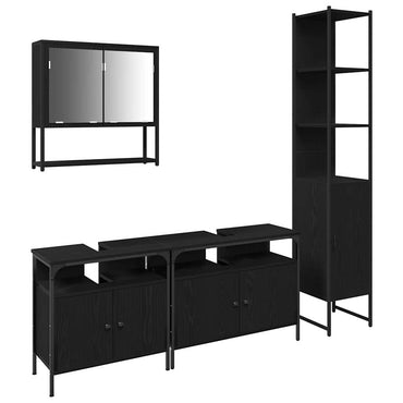 vidaXL Badezimmermöbel Set 4 pcs Schwarz Eichen-Optik Holzwerkstoff