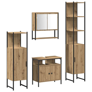 vidaXL Badezimmermöbel Set mit Regal 4 pcs Artisan-Eiche Holzwerkstoff