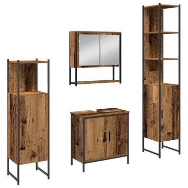 vidaXL Badezimmermöbel Set mit Speicher 4 pcs Braun 33 x 33 x 185.5 cm
