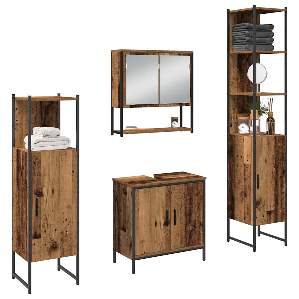 vidaXL Badezimmermöbel Set mit Speicher 4 pcs Braun 33 x 33 x 185.5 cm