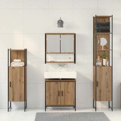 vidaXL Badezimmermöbel-Set mit Regal mit Tür 4 pcs Braun Holzwerkstoff