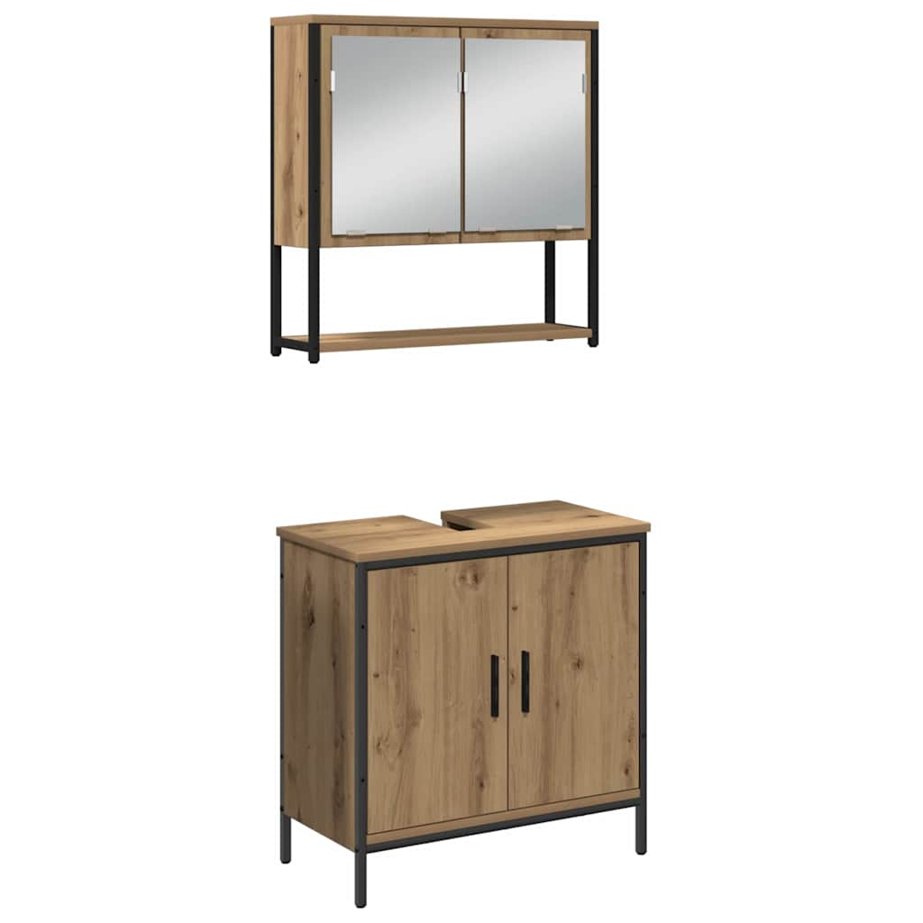 vidaXL Badezimmermöbel-Set mit Regal mit Tür 4 pcs Braun Holzwerkstoff