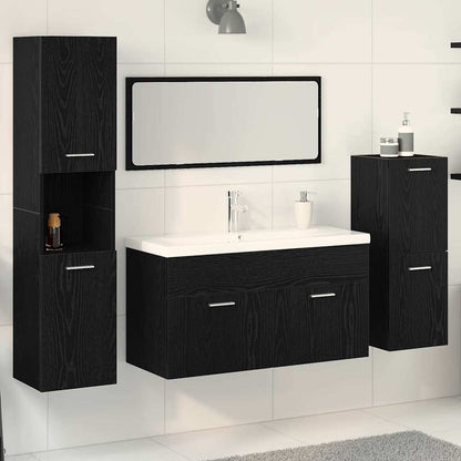 vidaXL Ensemble de meubles de salle de bain 4 pcs Noir aspect chêne Aggloméré