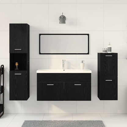 vidaXL Ensemble de meubles de salle de bain 4 pcs Noir aspect chêne Aggloméré