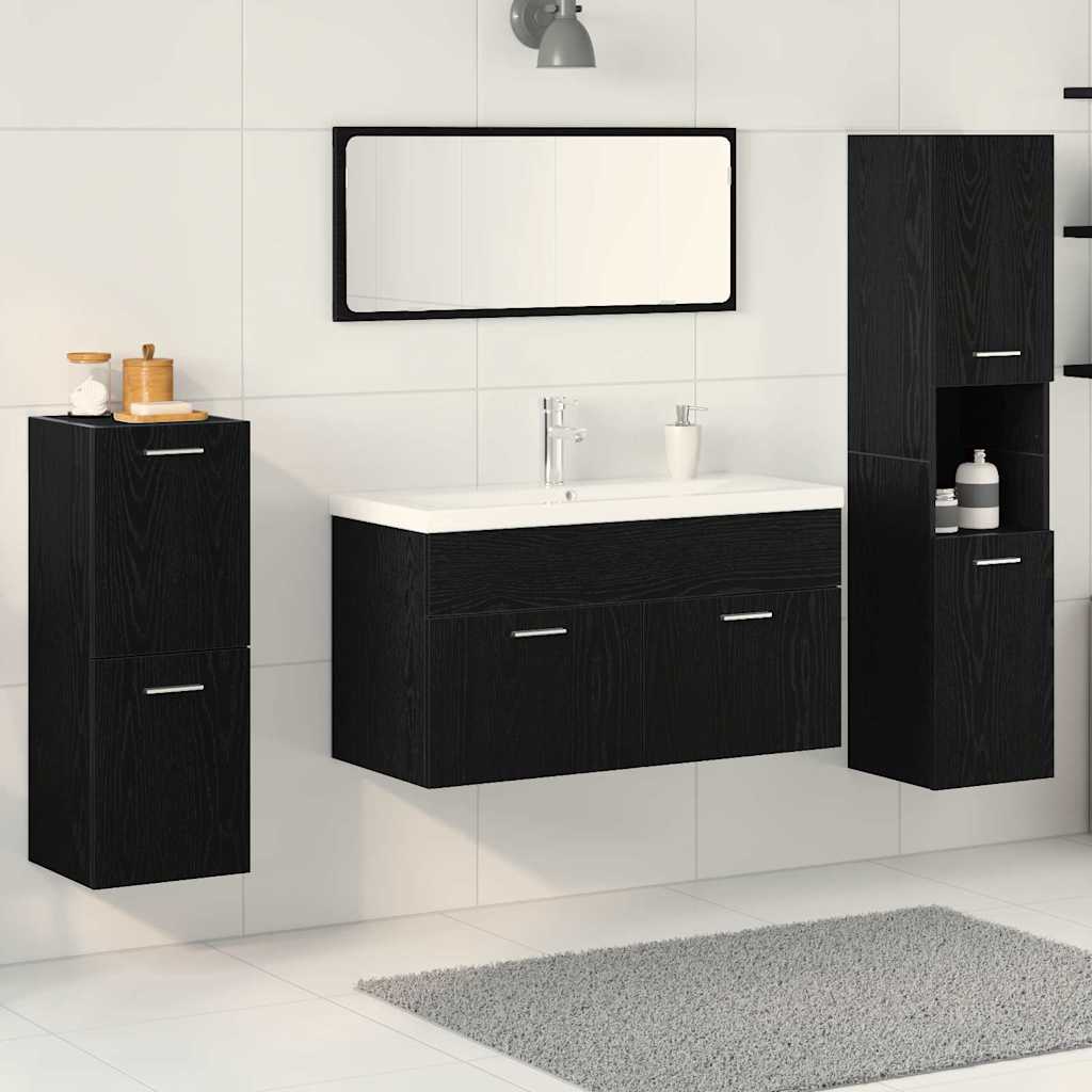 vidaXL Badezimmermöbel-Set 5 pcs Schwarz Eichen-Optik Holzwerkstoff