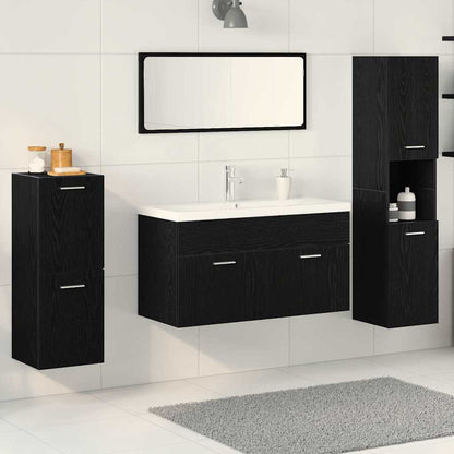 vidaXL Badezimmermöbel-Set 5 pcs Schwarz Eichen-Optik Holzwerkstoff