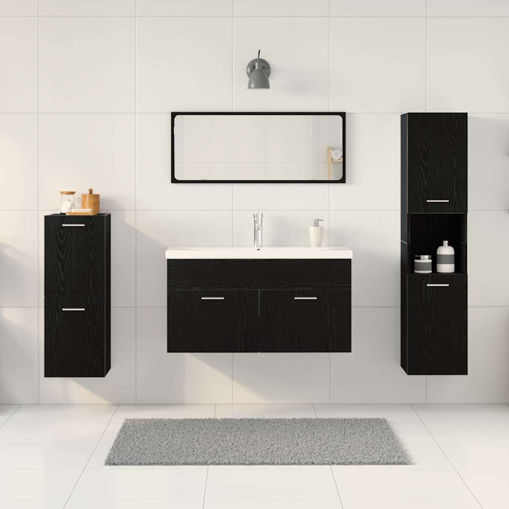 vidaXL Badezimmermöbel-Set 5 pcs Schwarz Eichen-Optik Holzwerkstoff
