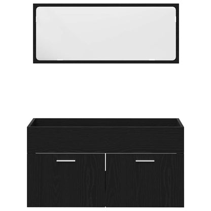 vidaXL Badezimmermöbel-Set 5 pcs Schwarz Eichen-Optik Holzwerkstoff