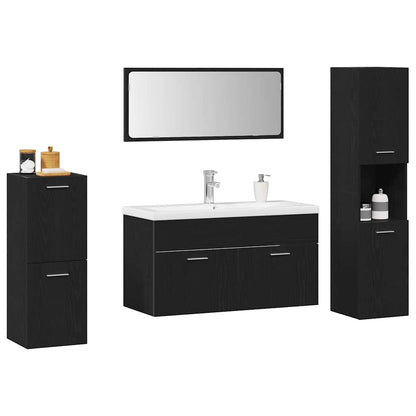 vidaXL Badezimmermöbel-Set 5 pcs Schwarz Eichen-Optik Holzwerkstoff