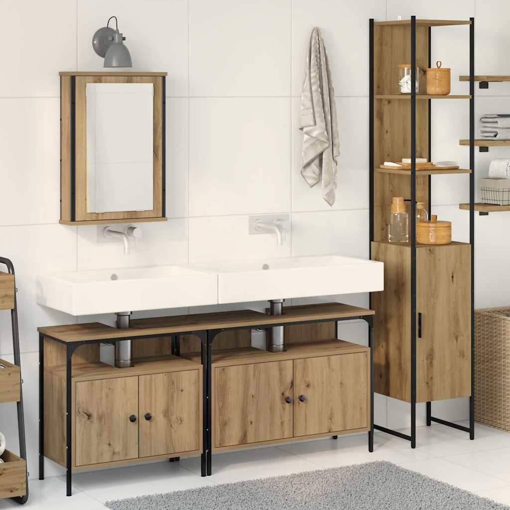 Badezimmermöbel-Set mit Regal 4 pcs Artisan-Eiche Holzwerkstoff