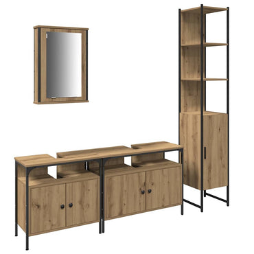 vidaXL Badezimmermöbel-Set mit Regal 4 pcs Artisan-Eiche Holzwerkstoff
